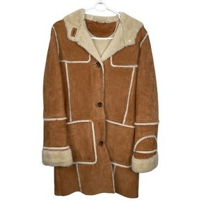 UGG Hooded Chestnut Sherpa Fur Coat